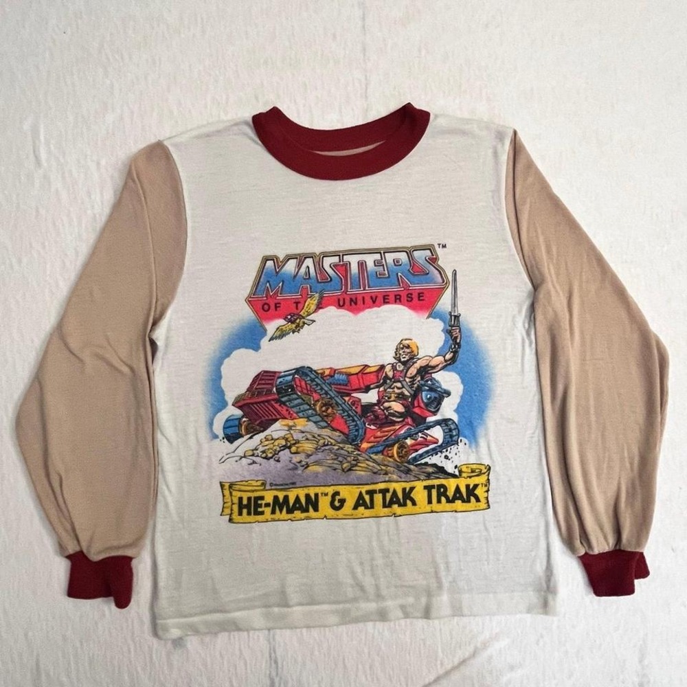 Vintage 1983 Masters of the Universe He-Man Attak Trak Long Sleeve Shirt Kids